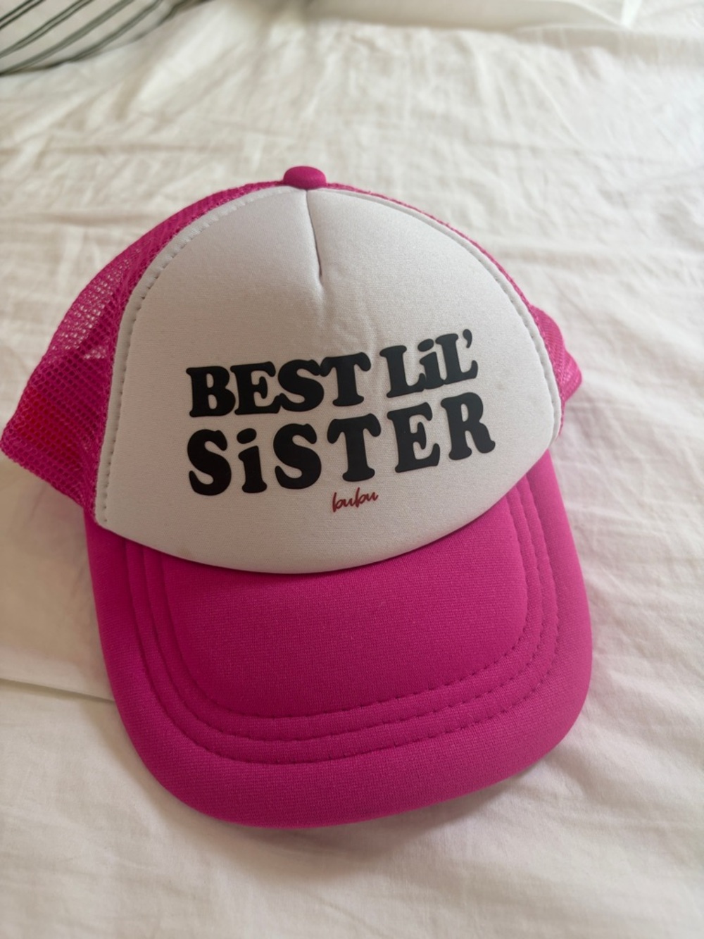 Pink "Best Lil' Sister" Mesh Trucker Hat